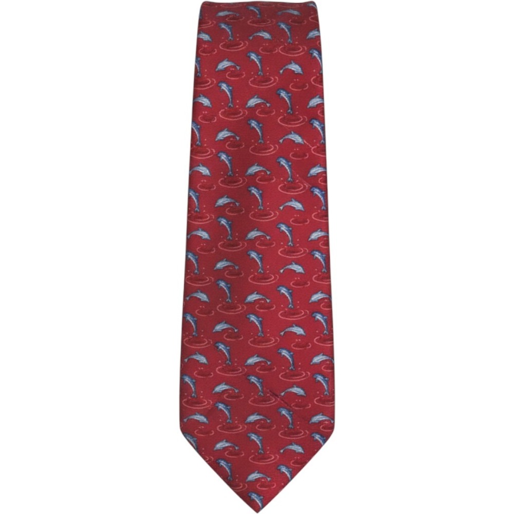 Tommy Hilfiger Novelty Necktie Dolphin Print Silk Made in USA